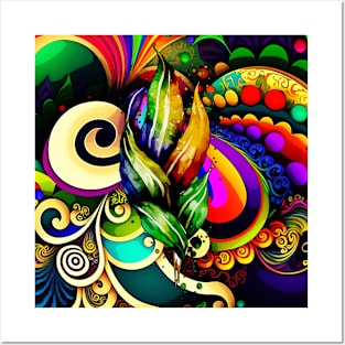 Colorful Mardi Gras Abstract Art Nola Celebration Posters and Art